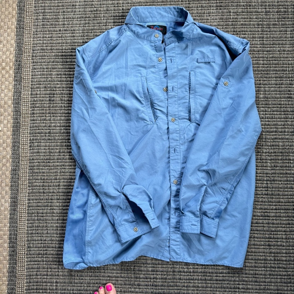 Rail Riders Men's Blue Eco-tech Button Down Shirt